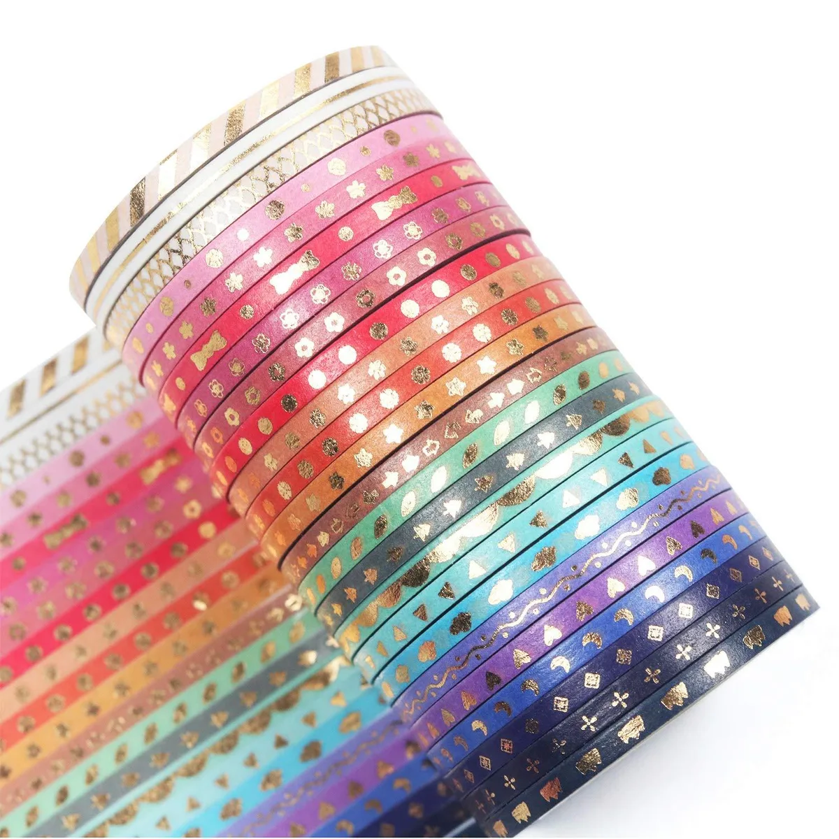 YUBX YUBX BGF 24 Rolls Skinny Washi Tape 3mm Gold Foil — product photo