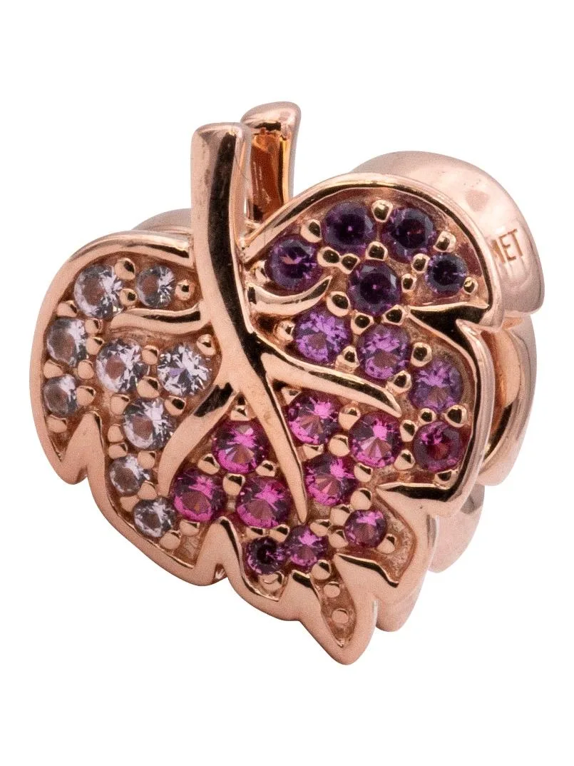 PANDORA PANDORA Leaf Rose Charm Pink Mist Cerise Royal Purple Crystal Silver Sterling Silver — product photo