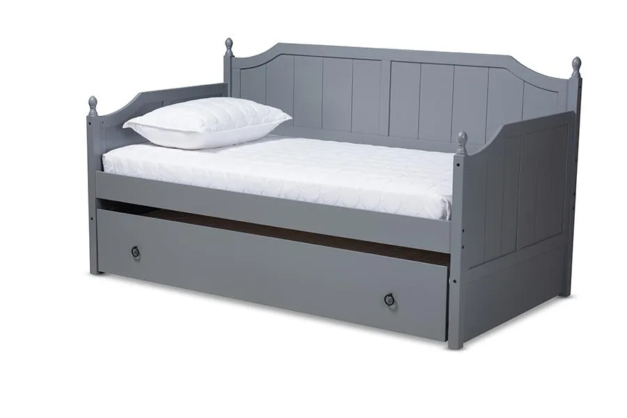 Baxton Studio Baxton Studio Millie Cottage Farmhouse Grey Twin Daybed with Trundle — product photo