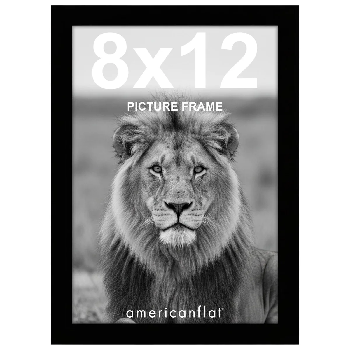 Black engineered wood frame 9.37 by 13.39 by .59 inches with shatter-resistant glass and easel stand