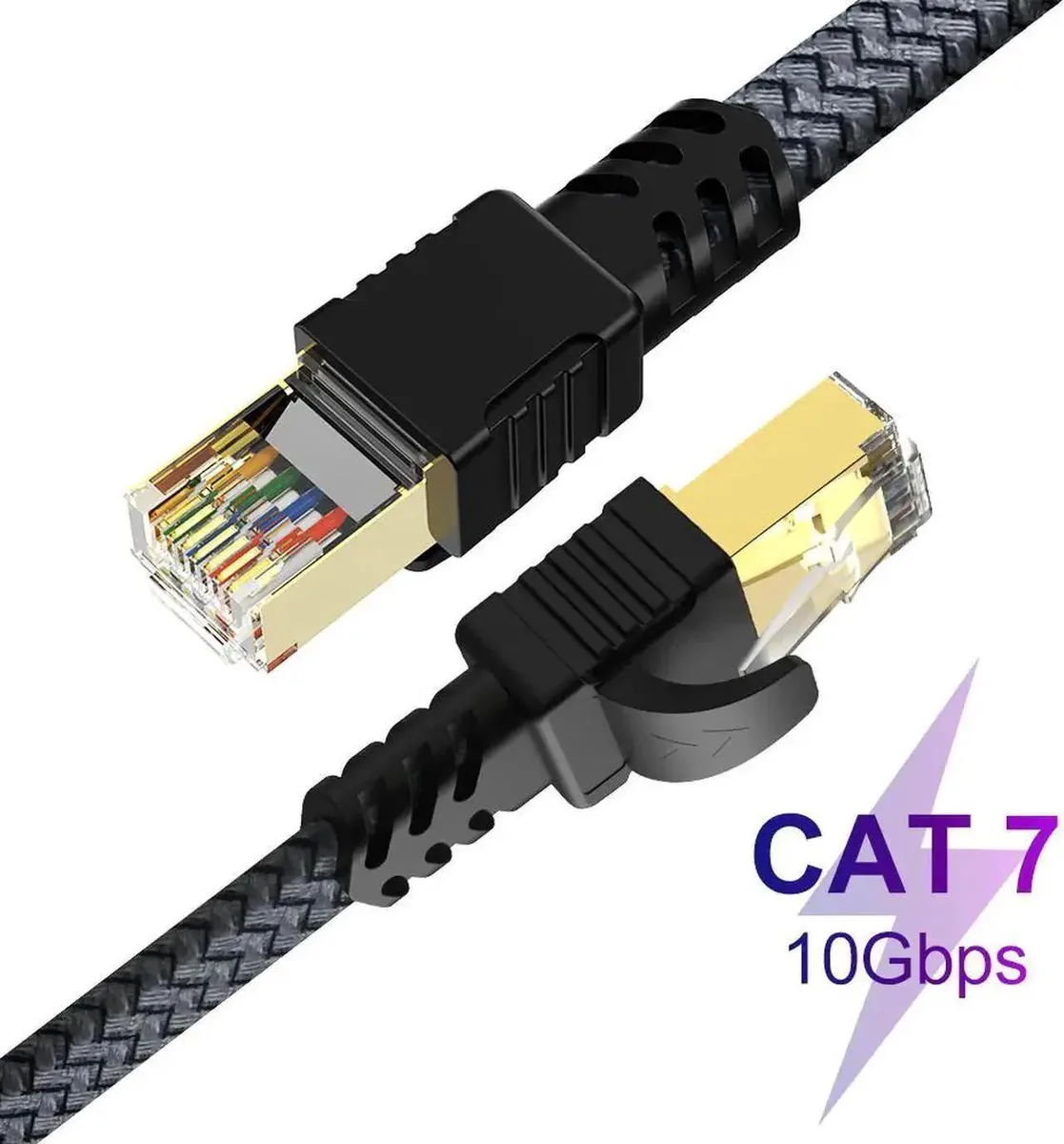 Flat white Cat7 Ethernet cable 100ft with RJ45 connectors
