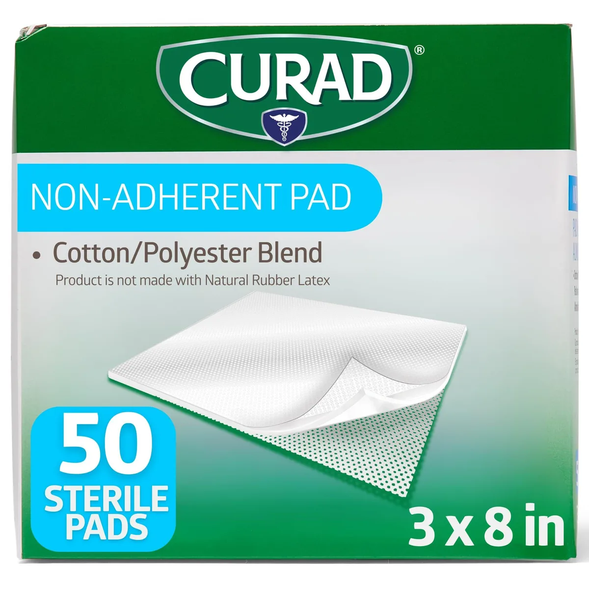 White sterile non-adherent pads in individual packs, 50 count