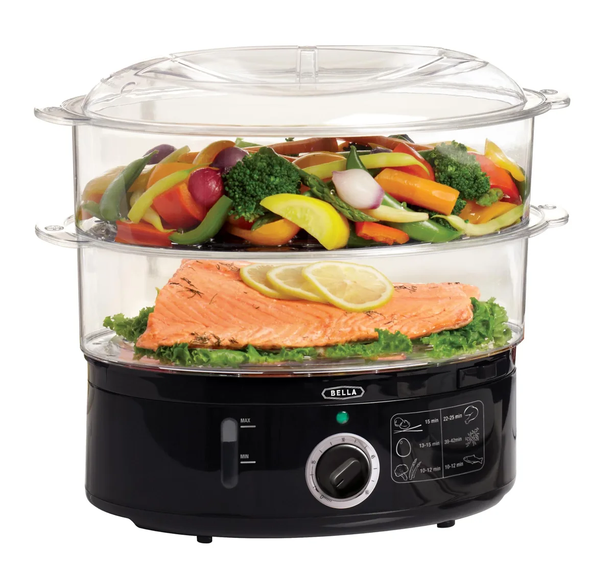 Bella 7.4 QT Two Tier Food Steamer Black — product photo