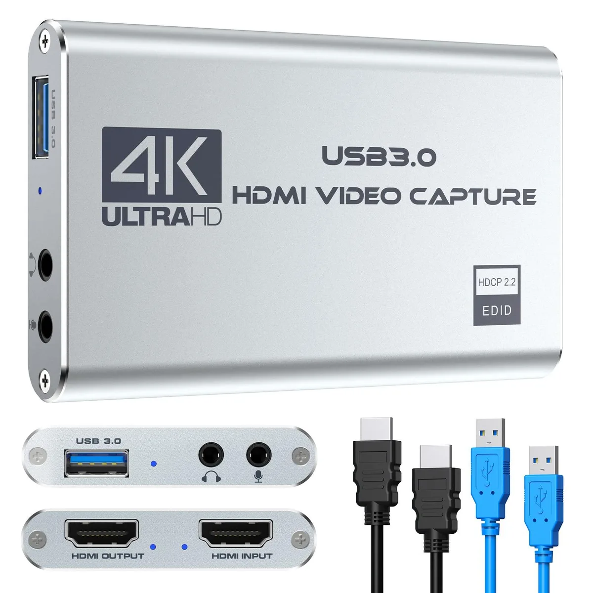 WRIARICH WRIARICH V316Silver 1080p 60fps USB 3.0 HDMI capture card — product photo