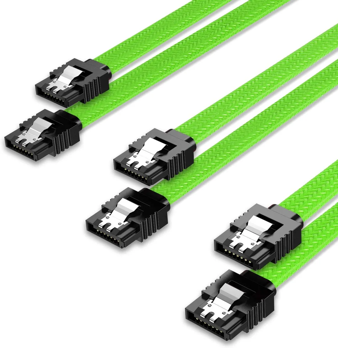 Bailink Bailink 3-Pack SATA Cable 50cm Green 6Gbps Locking Latch — product photo