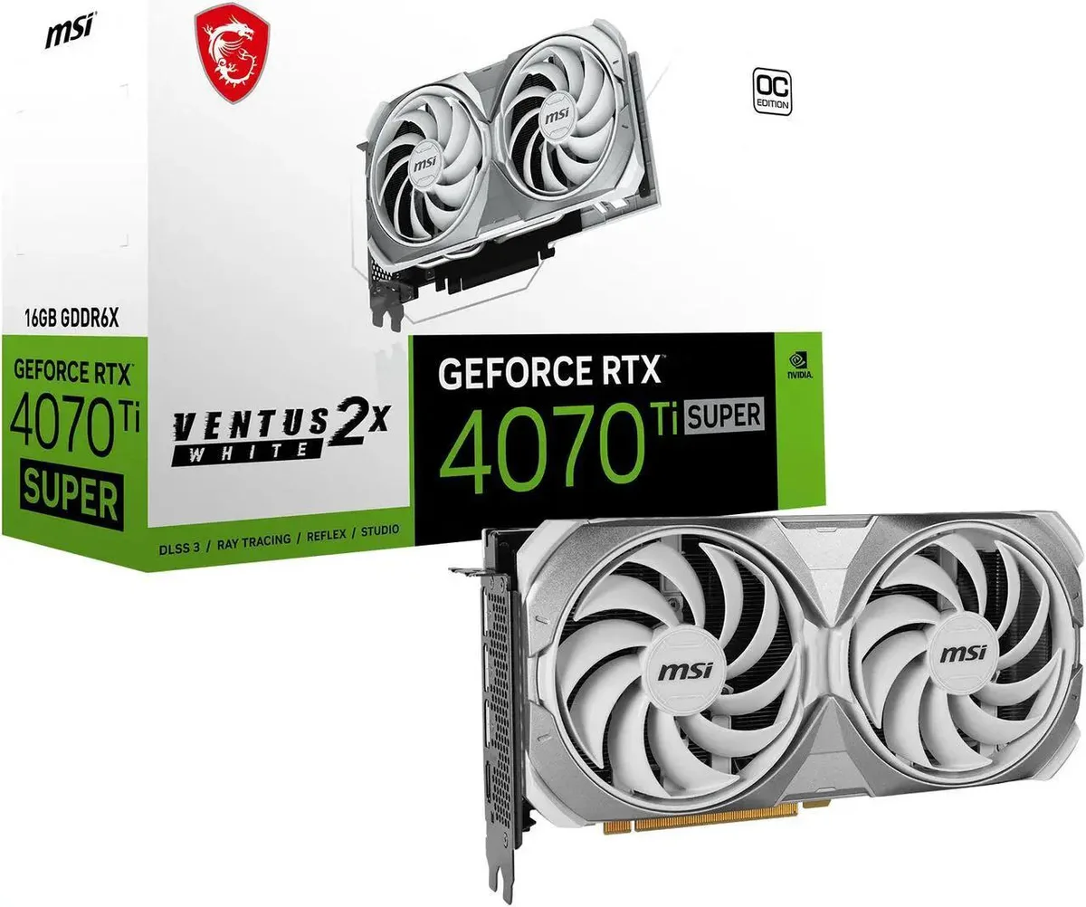 MSI MSI RTX 4070 Ti SUPER 16G Ventus 2X White OC graphics card — product photo