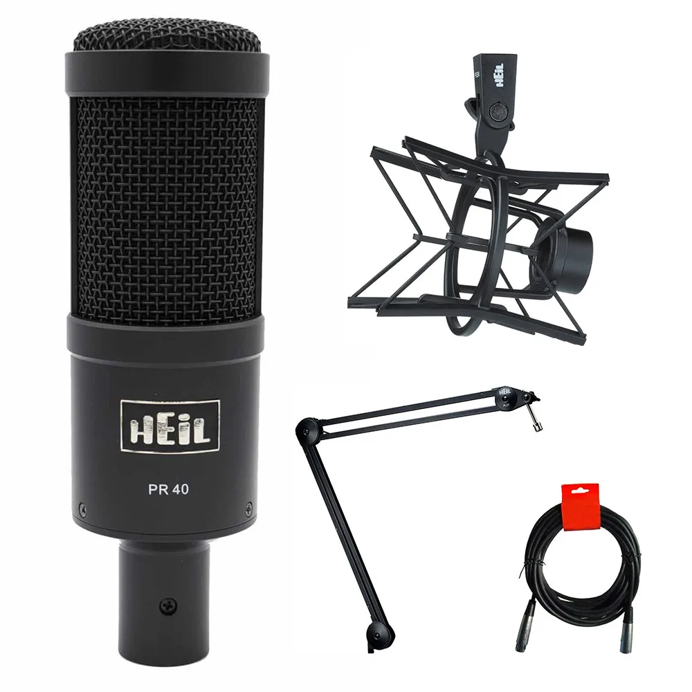 Heil Sound Heil Sound PR40 Large Diaphragm Dynamic Cardioid Microphone Bundle with Shockmount, Boom Mount, XLR Cable — product photo