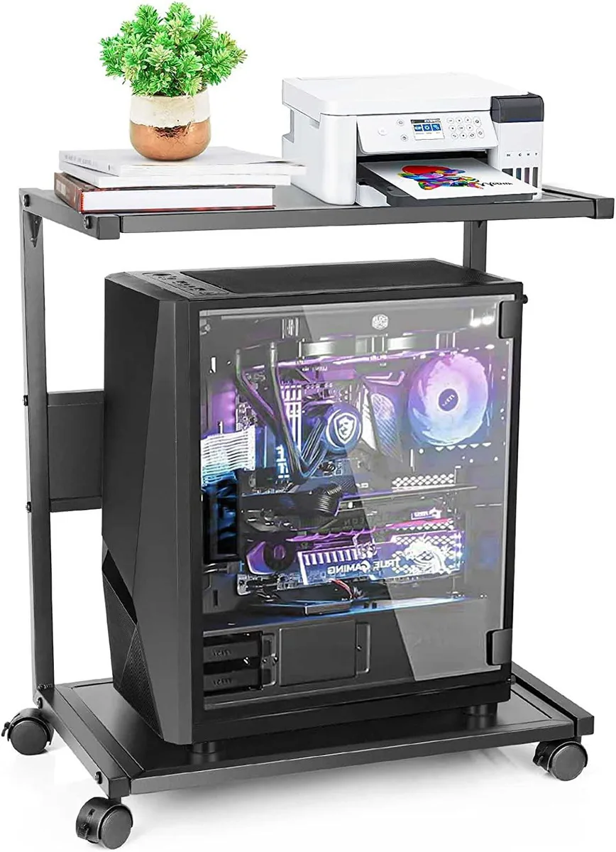 BFKK BFKK 2-Tier CPU Stand with Locking Wheels 19.69 x 11.81 x 19.69 inches — product photo