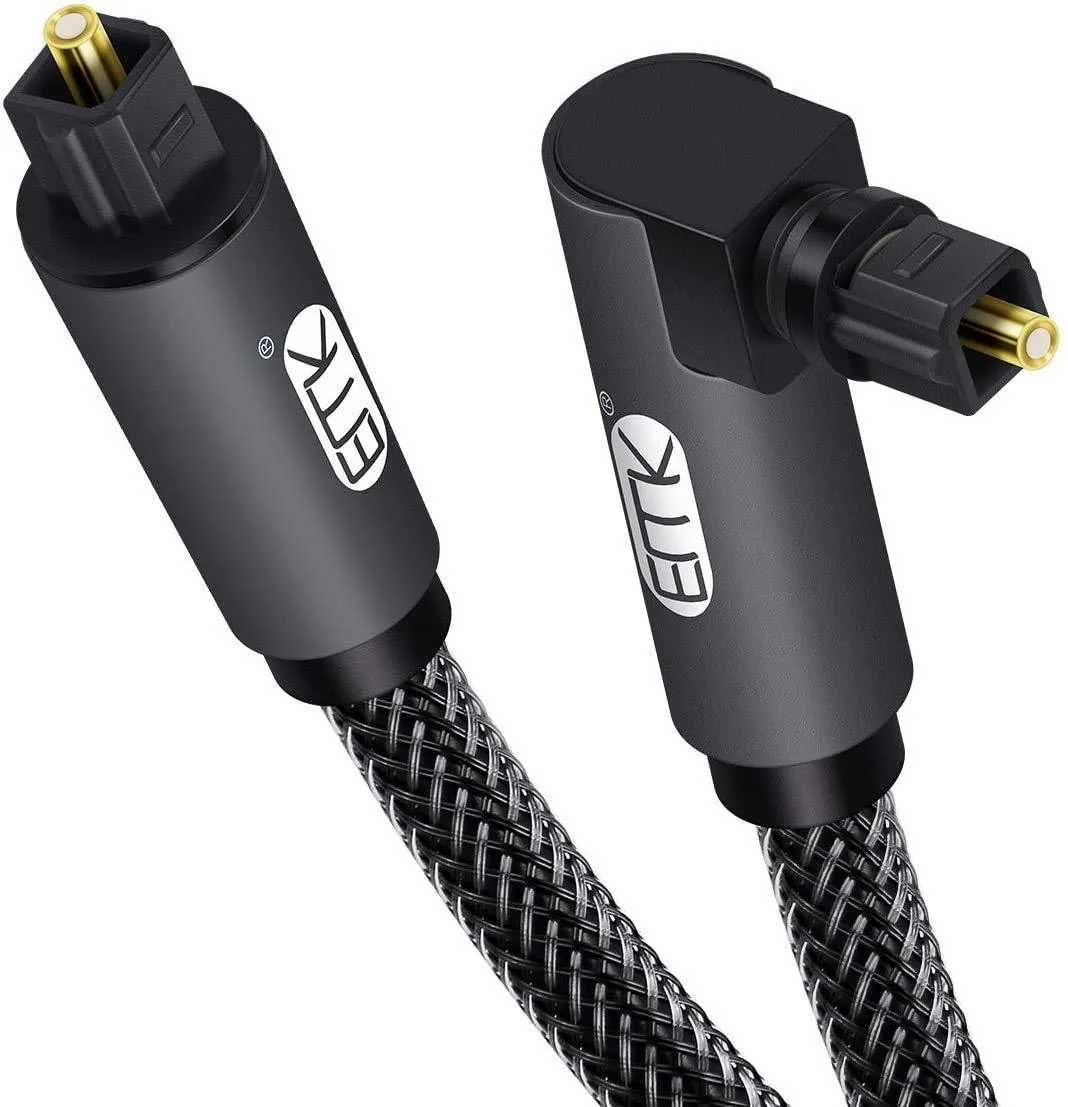  EMK 90 Degree Toslink Digital Optical Audio Cable 360 Degree 1m Grey — product photo
