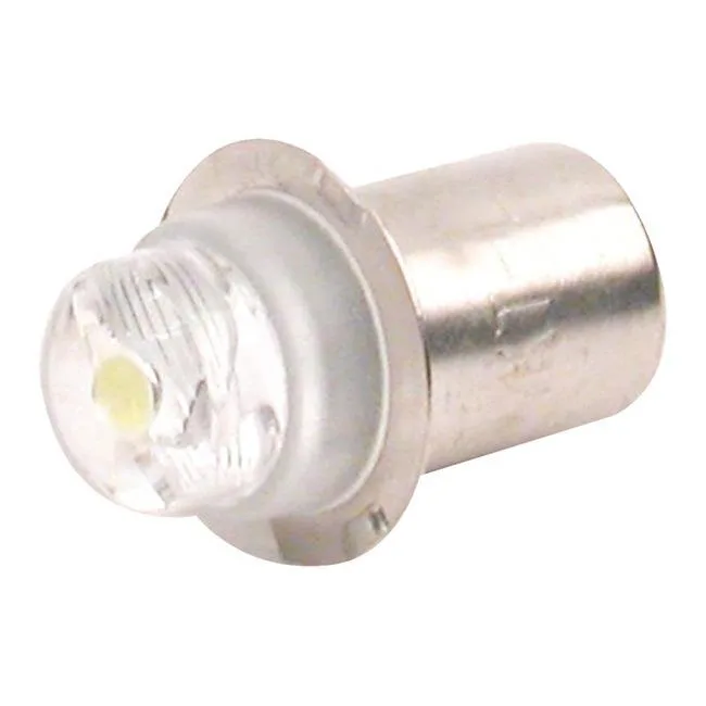 Small cylindrical LED bulb with metal base and clear lens