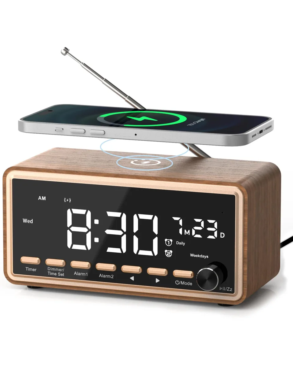  EMERSON T16 Radio Alarm Clock Bluetooth Speaker Wireless Charger White Noise 16 Sounds — product photo