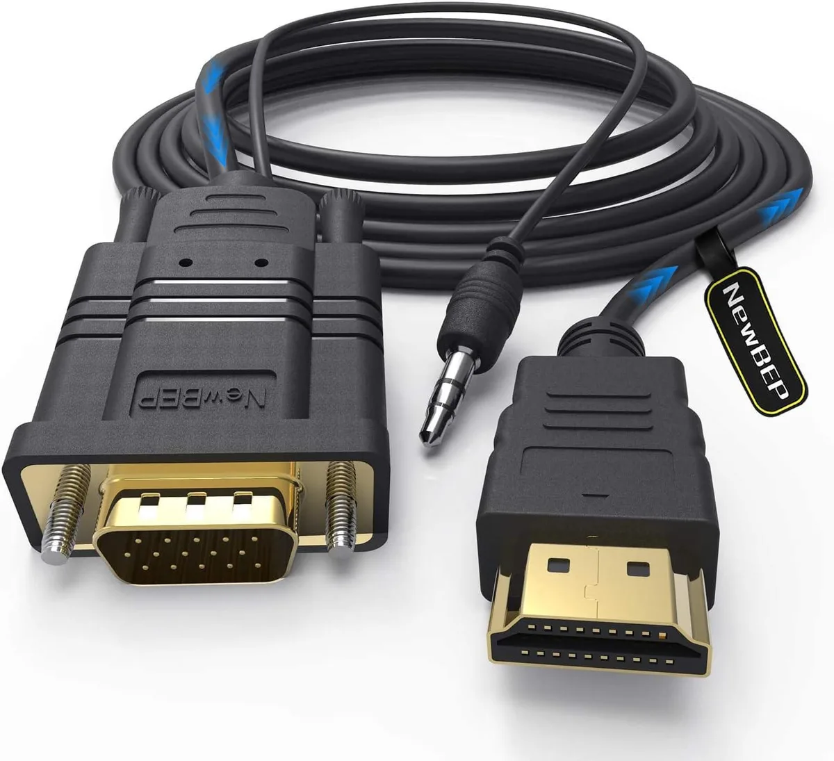 FLEANE FLEANE HDMI to VGA audio adapter 6ft 1.8m 1080p 3.5mm — product photo