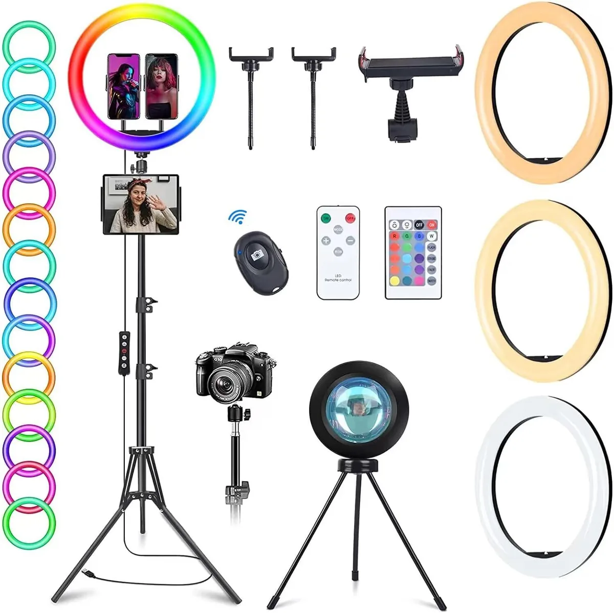 RUOCLRIS RUOCLRIS 13" RGB Ring Light Studio with 63" Stand, Sunset Lamp, 51 Modes — product photo