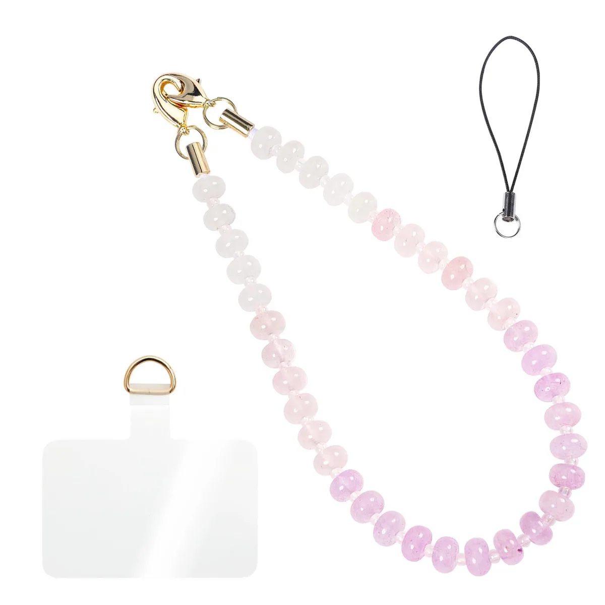  CH.yishi Rose Quartz Amethyst Phone Lanyard Pink-Purple Gradient 8.27 in — product photo