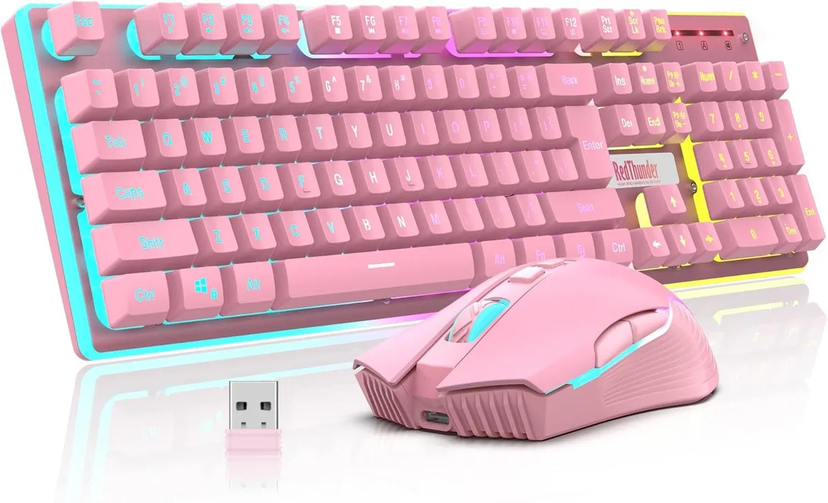 BFKK BFKK Wireless Gaming Keyboard and Mouse Combo Pink — product photo
