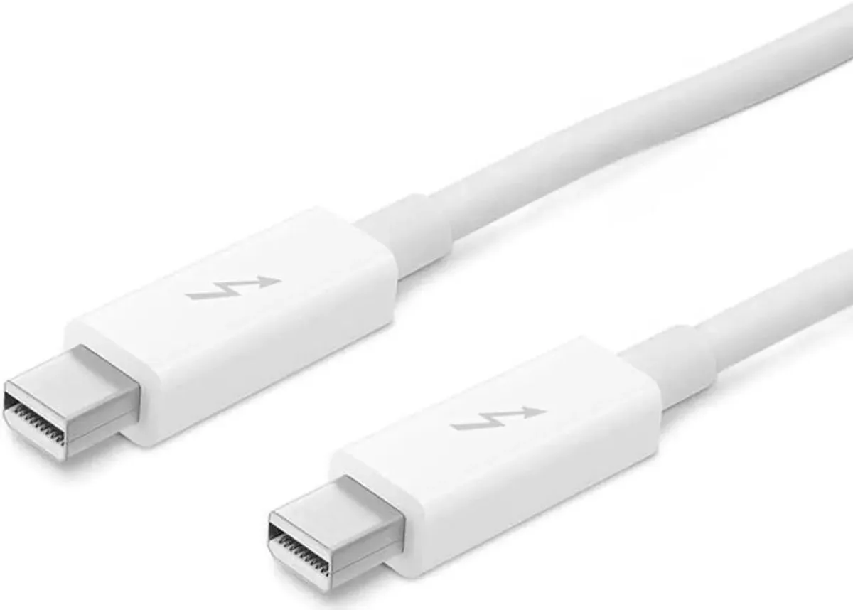 White Thunderbolt 2 cable, 2.0 m length, male connectors both ends