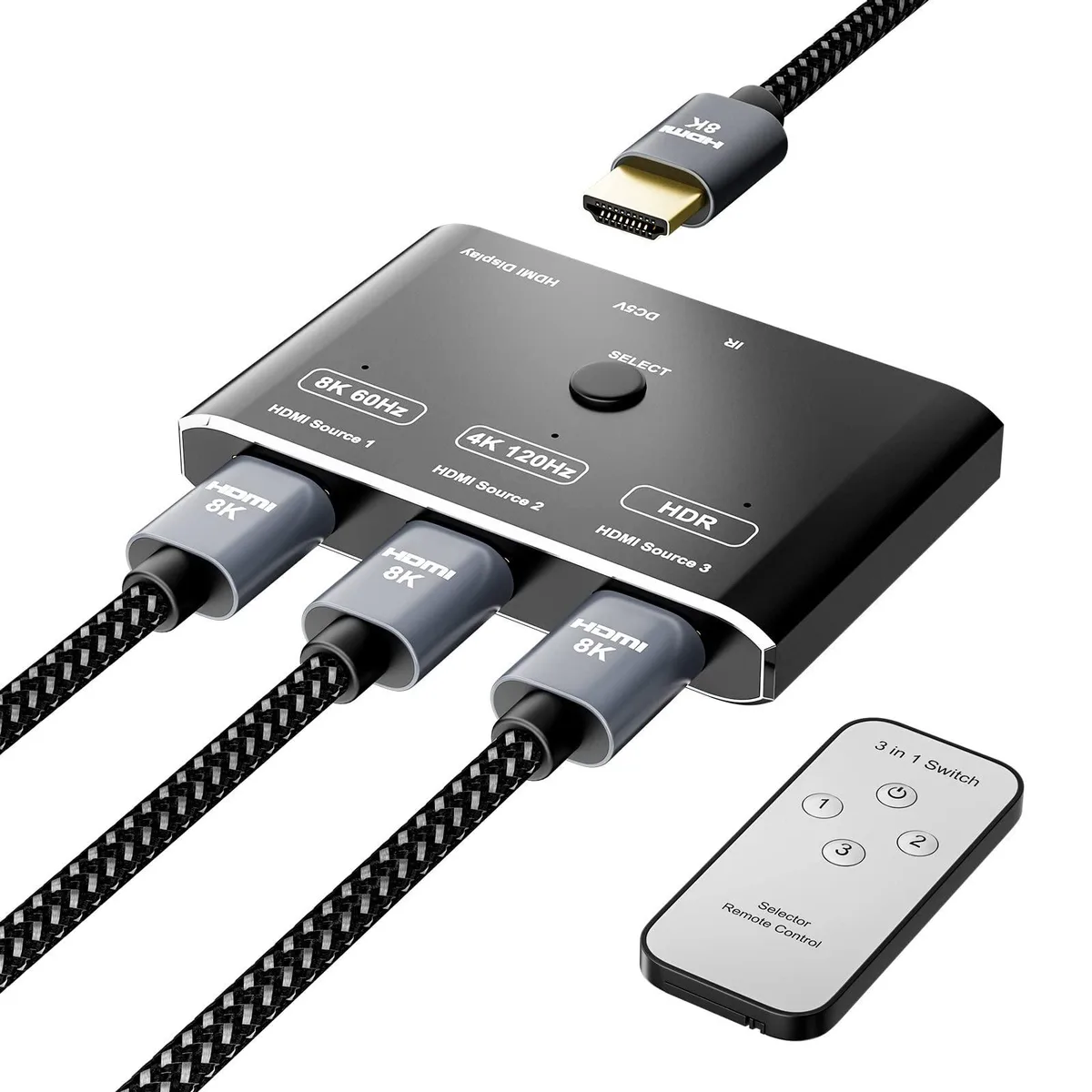 BUCIER BUCIER HDMI 2.1 3-in-1-out 8K Switch 48Gbps 4K@120Hz — product photo
