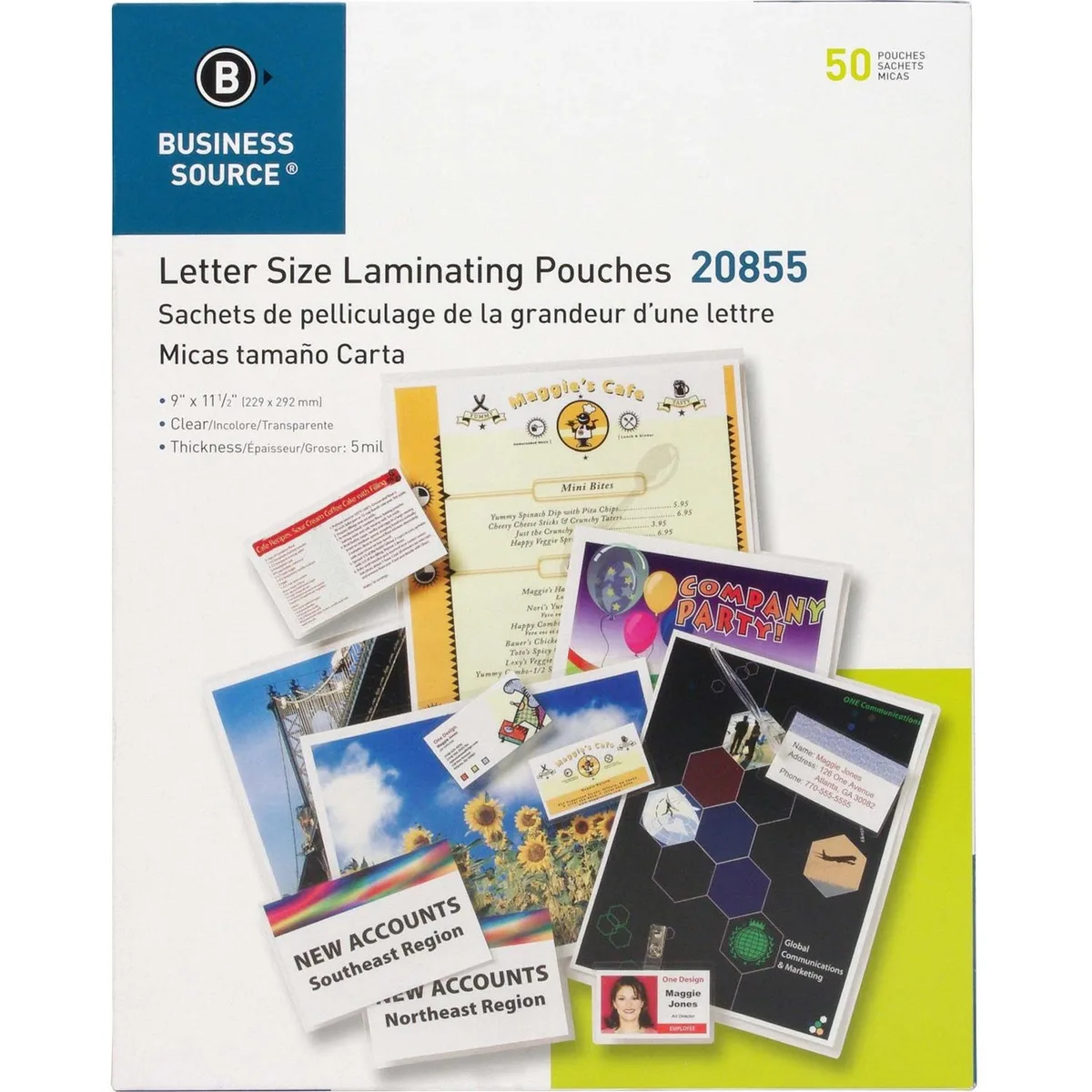 Business Source Business Source 20855 Laminating Pouches Letter 5Mil 11 50/BX Clear — product photo