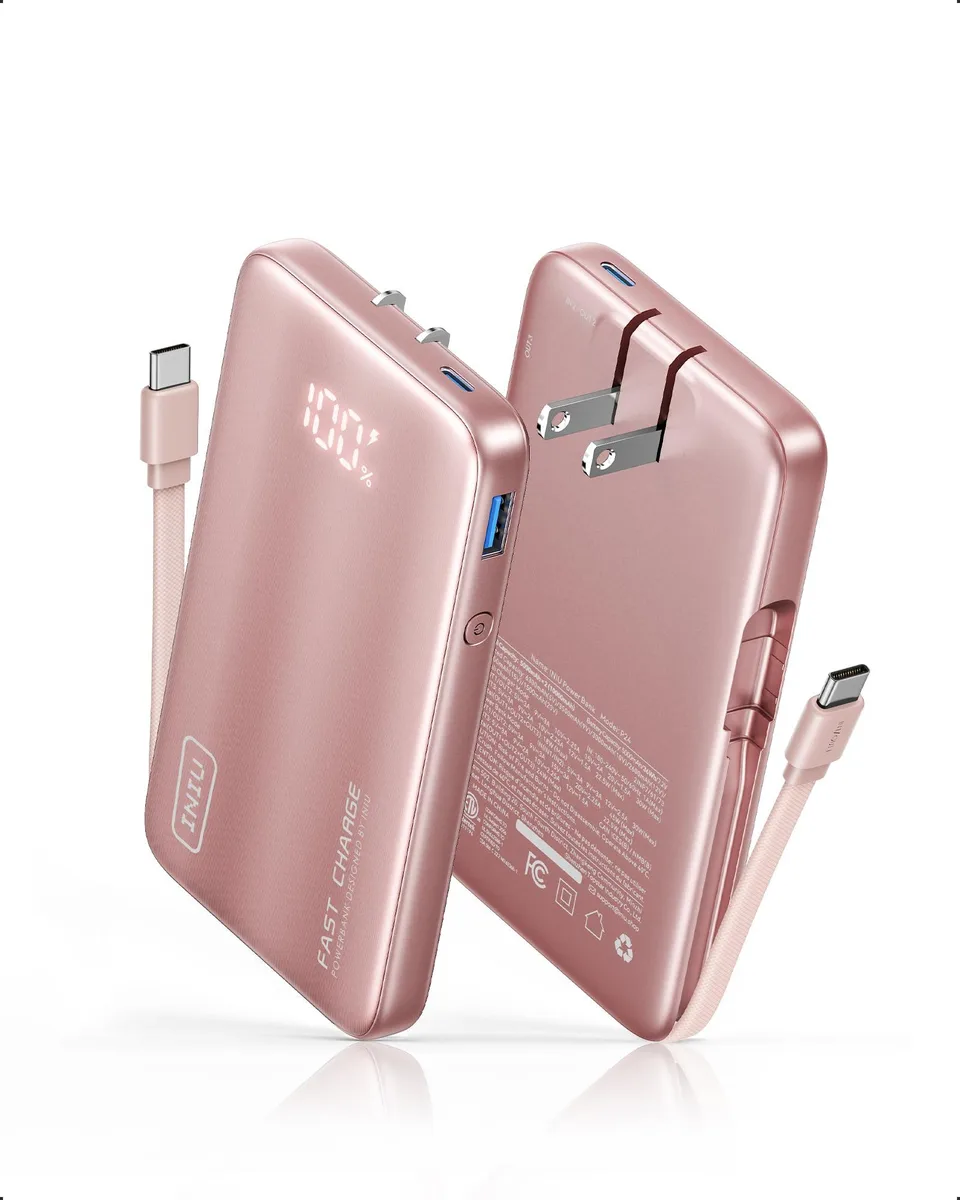  INIU P24 10000mAh 45W power bank pink — product photo