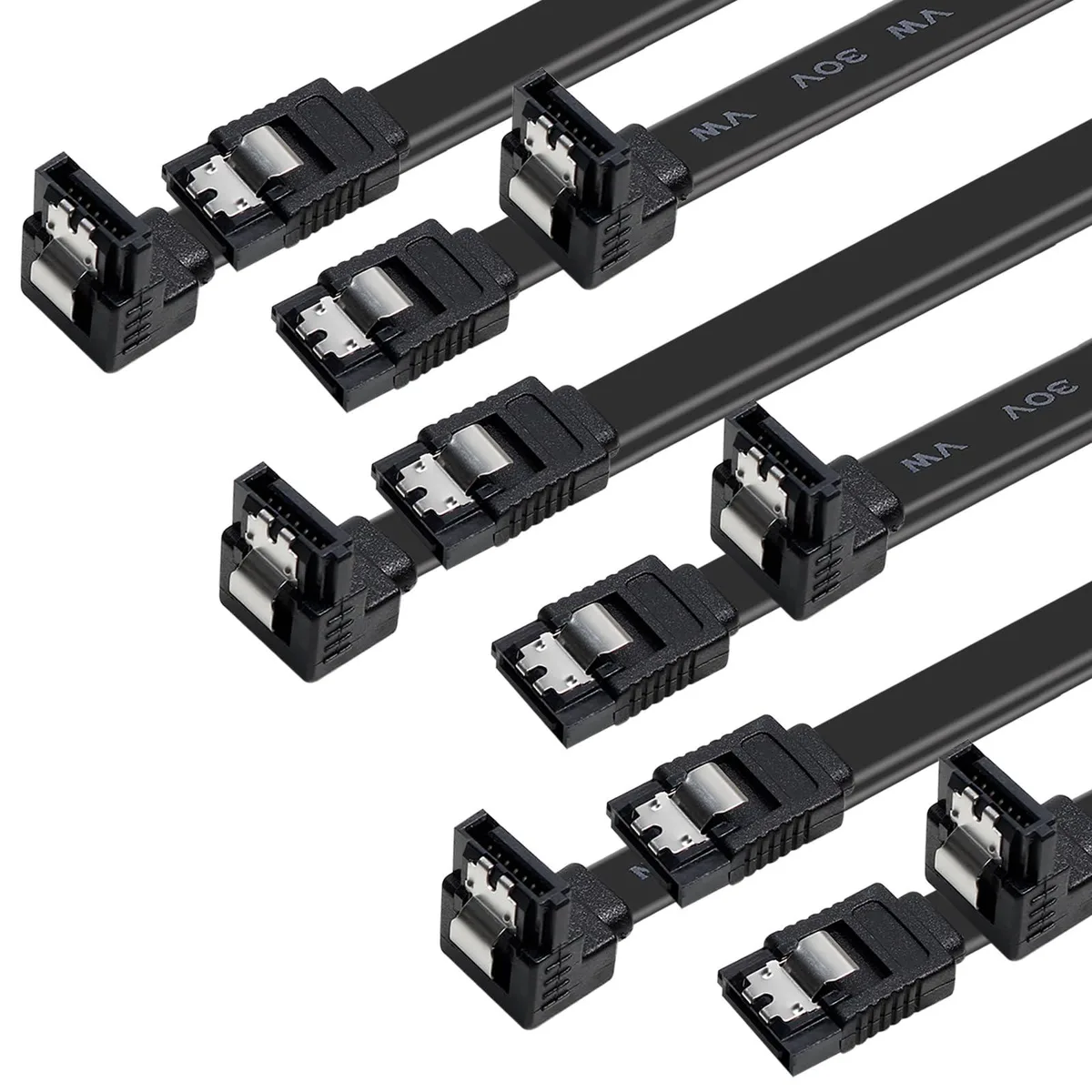  BENFEI 000306black-6p SATA cable 6 pack 18 inch 90 degree locking latch black — product photo
