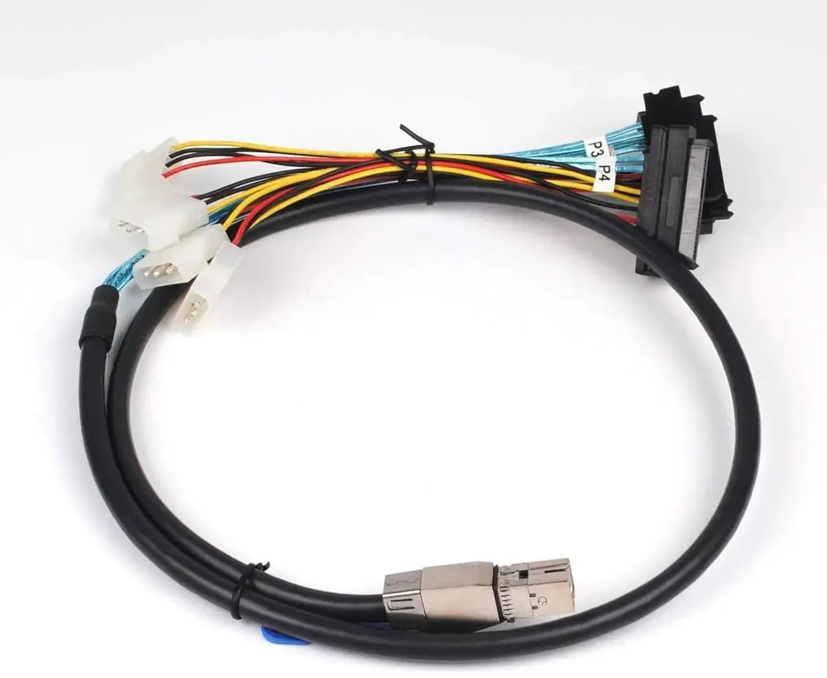 SMUGDESK SMUGDESK Mini SAS SFF8644 to 4×SFF8482 Cable with IDE Power 3.3FT — product photo