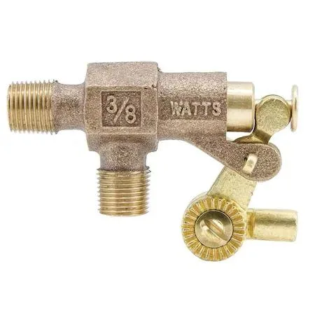 Bronze float valve with horizontal pipe mount and brass rod