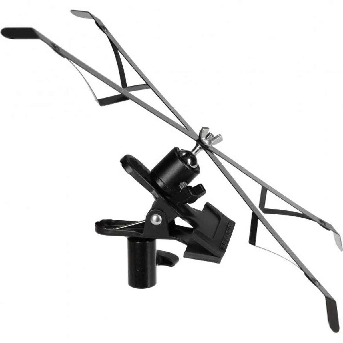 Anodized metal X-bracket with ball head and clamp for 1x1 LED panels