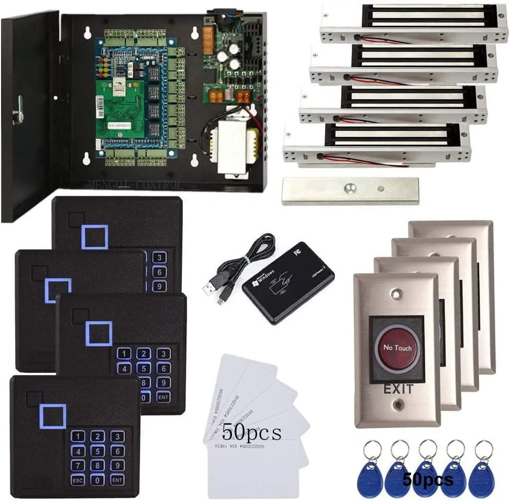 NShi NShi 4-Door Access Control System 600lbs Locks 50 Cards 50 Fobs — product photo