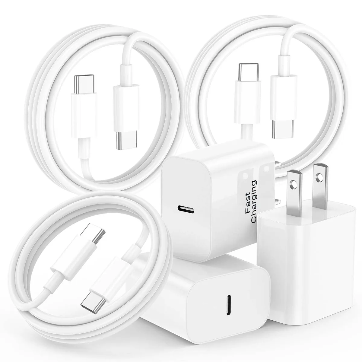  Belkin A2379 20W USB-C charger 3-pack with 6ft cables — product photo