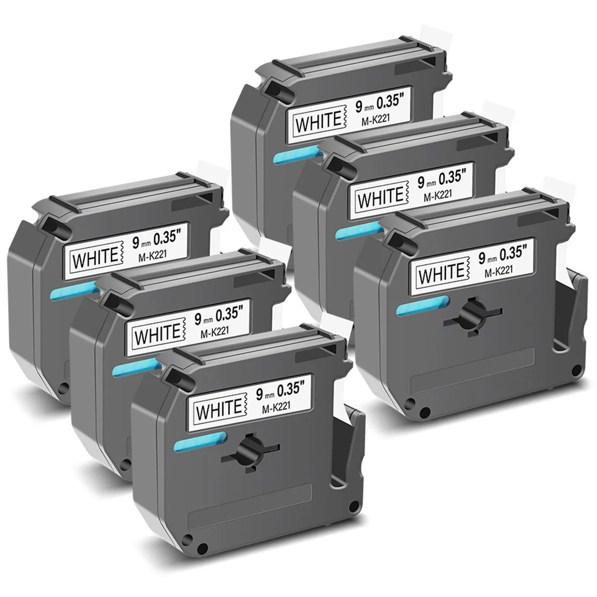 GREENCYCLE GREENCYCLE MK-221 label tape 9mm 8m black on white 6 pack — product photo