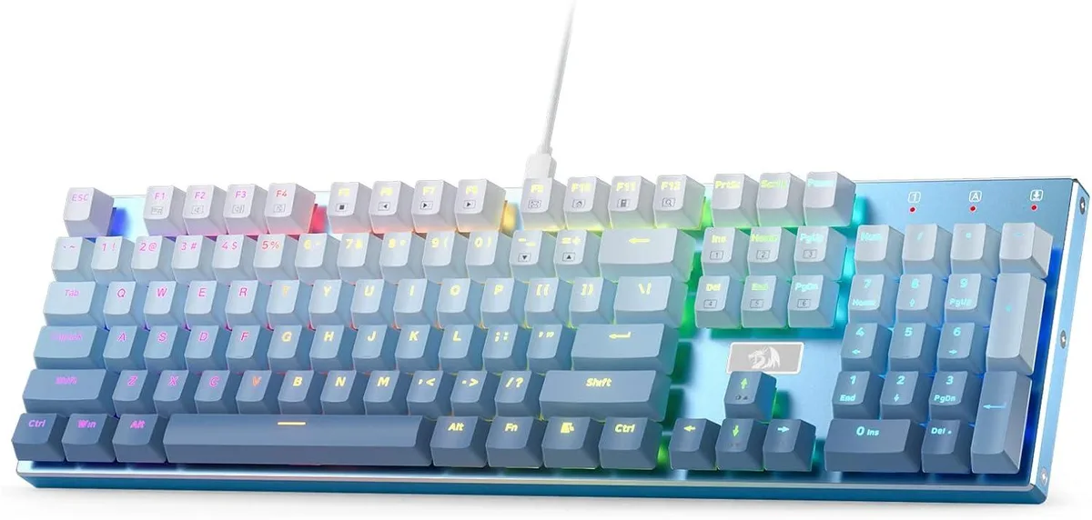 Redragon Redragon K556 SE Gaming Keyboard, Aluminum Base, 104 Keys, Hot-Swap Red Switch, Gradient Blue — product photo
