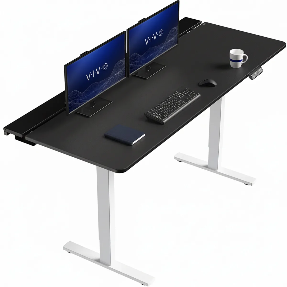 VIVO VIVO Electric Desk 71 x 30 Black Top White Frame — product photo