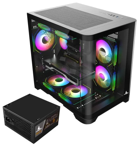 Iceberg Iceberg Crystal Wave M BLK 700BX Micro ATX Case with 700W PSU — product photo