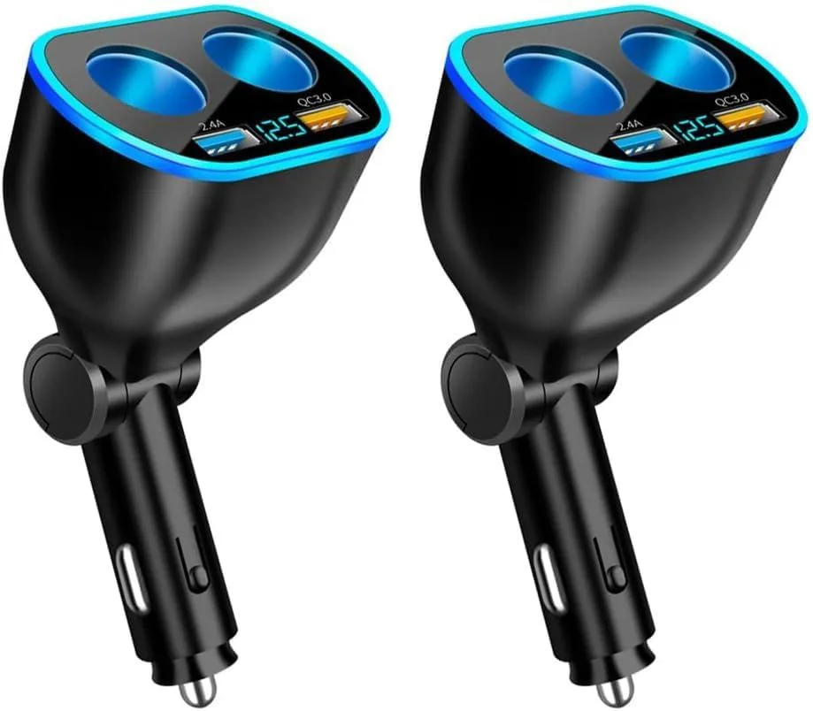Ballistic Ballistic 4 Port Cigarette Lighter Splitter 2.4A QC3.0 120W LED Voltmeter 2 Pack — product photo