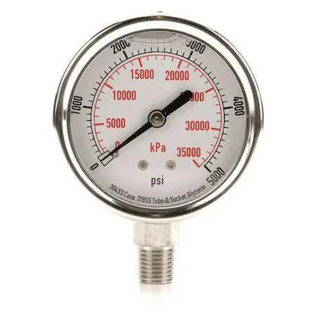 Value Brand Value Brand Pressure Gauge 0-5000 psi 2.5 in 1/4 NPT — product photo
