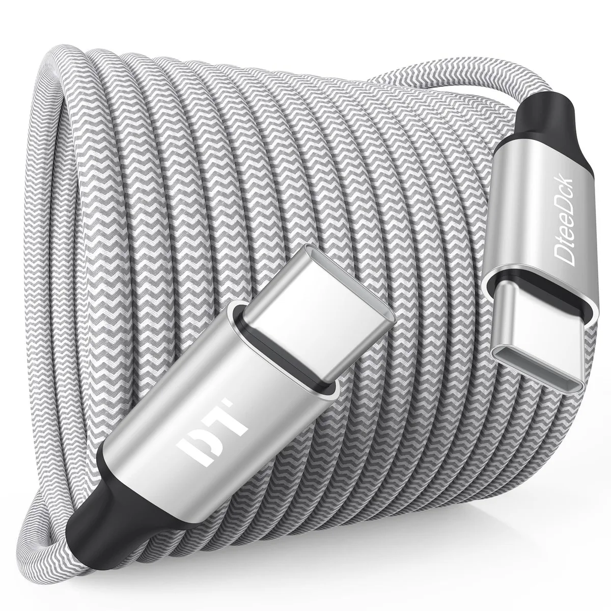  DteeDck Samsung Gala USB-C to USB-C Cable 25ft 40W USB 2.0 Silver — product photo