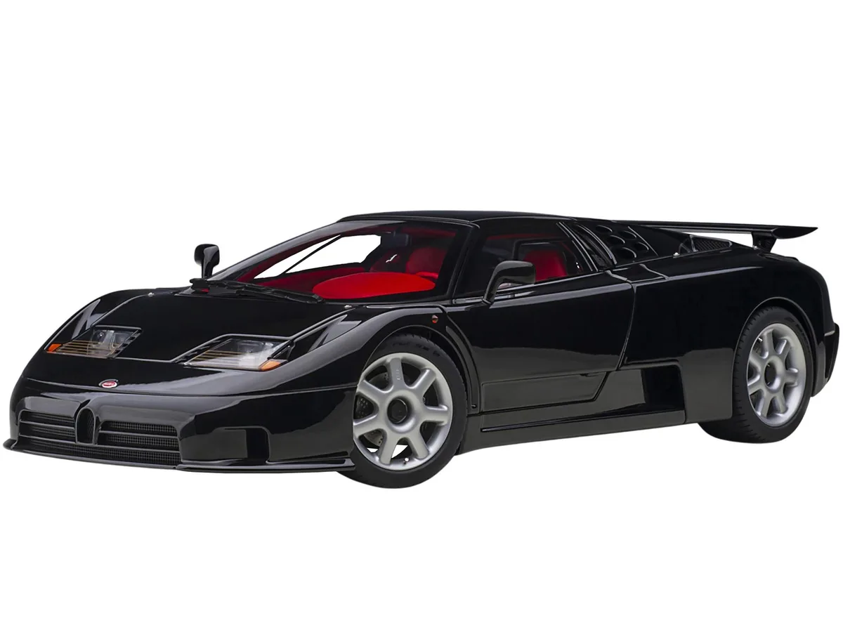 Autoart Autoart Bugatti EB110 SS Super Sport Nero Vernice Black Red Interior Silver Wheels 1/18 hobby collectible — product photo