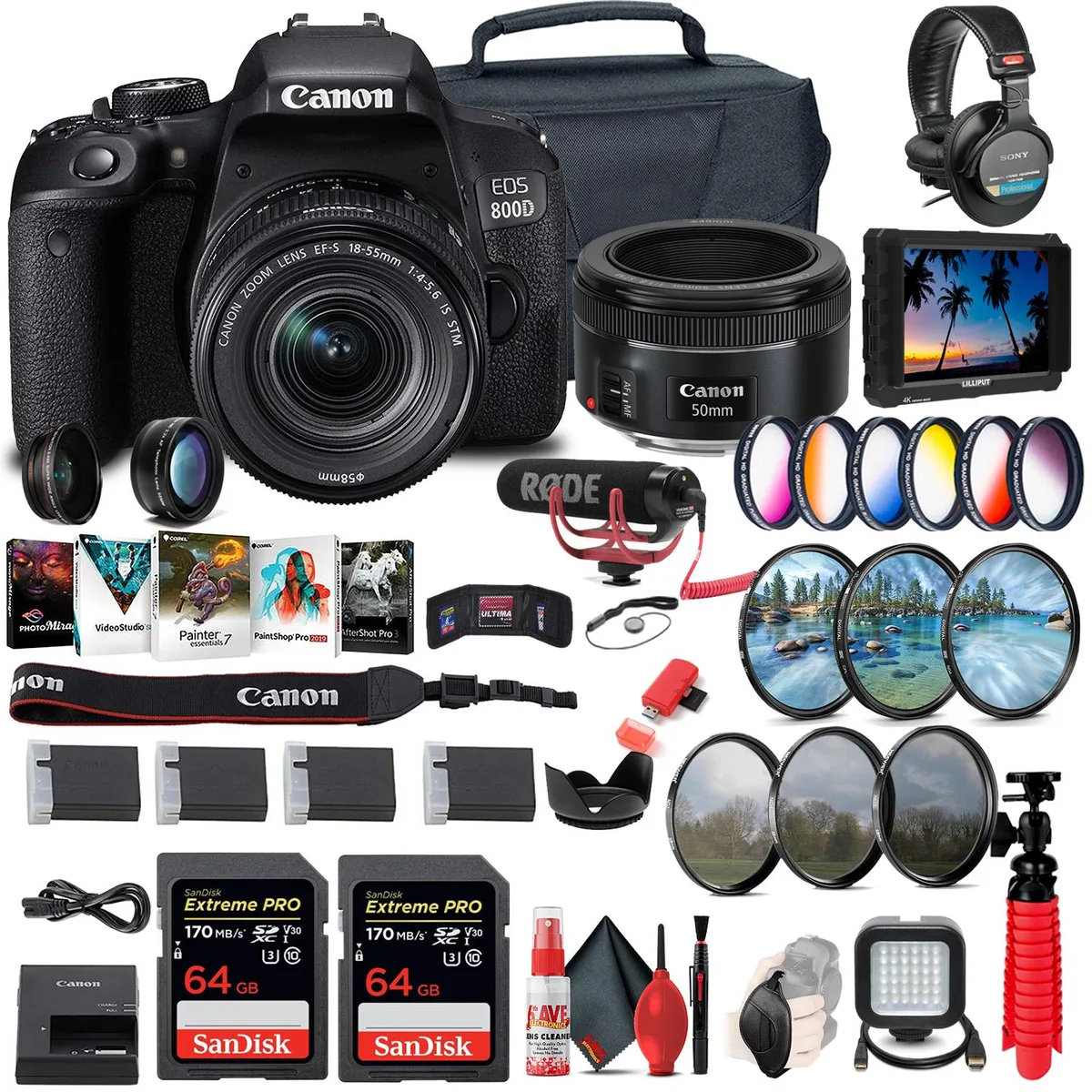 Canon Canon EOS Rebel 800D / T7i DSLR Camera with 18-55mm Lens Ultimate Bundle — product photo