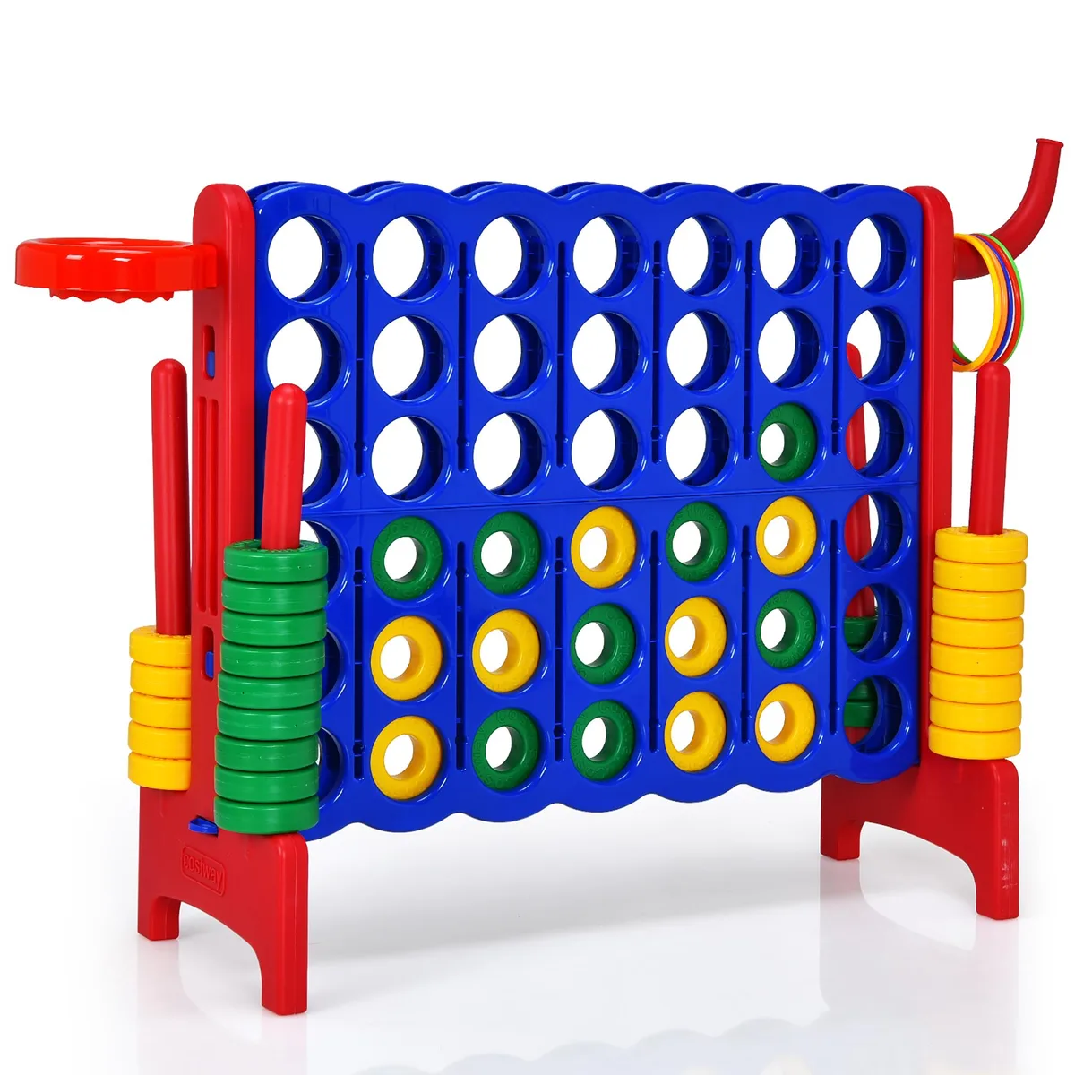 Costway Costway 4-in-A-Row Giant Game Set with Basketball Hoop Red 10lb — product photo