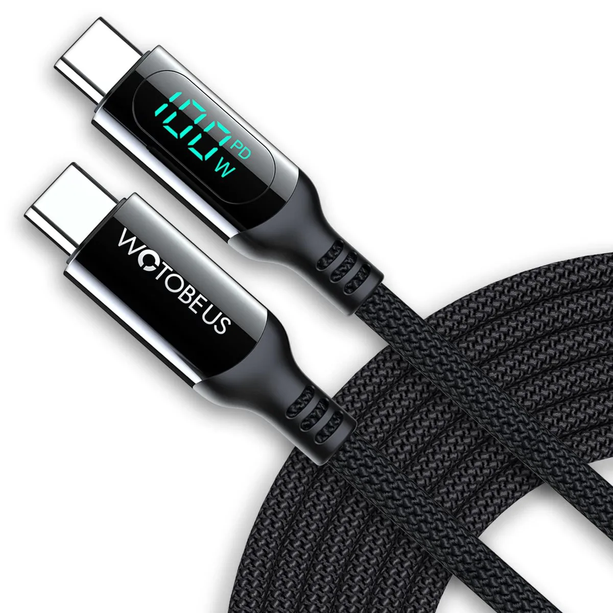WaveShare WaveShare USB-C to USB-C Cable 6ft 100W LED Display 480Mbps — product photo