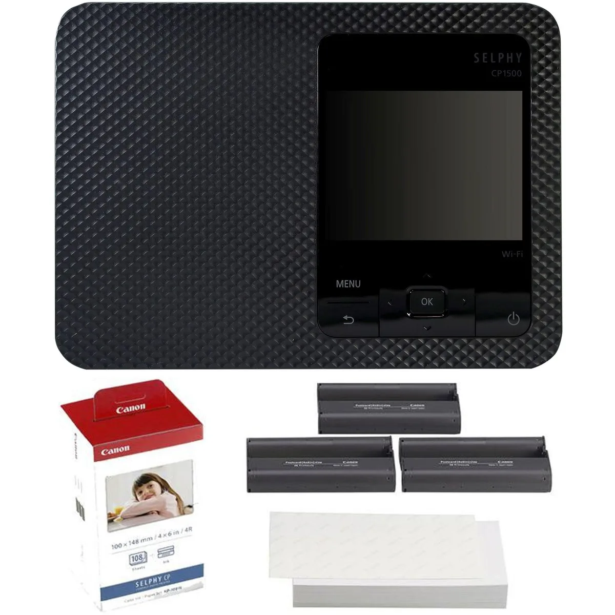 Canon Canon SELPHY CP1500 Compact Photo Printer Black with KP-108IN Ink Paper Set — product photo