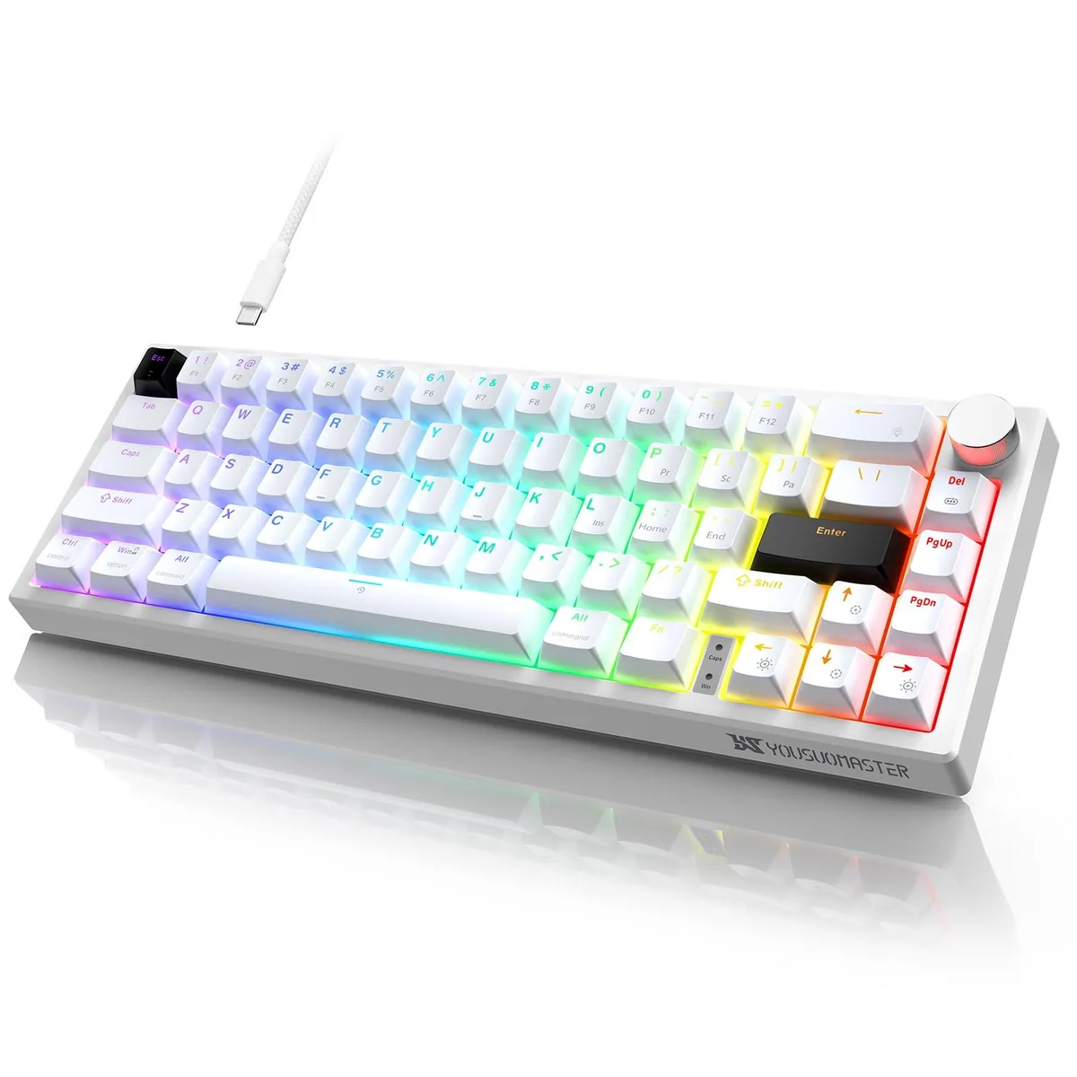 YOUSUOMASTER X82 60% Mechanical Gaming Keyboard 66 Keys Red Switch Volume Knob — product photo