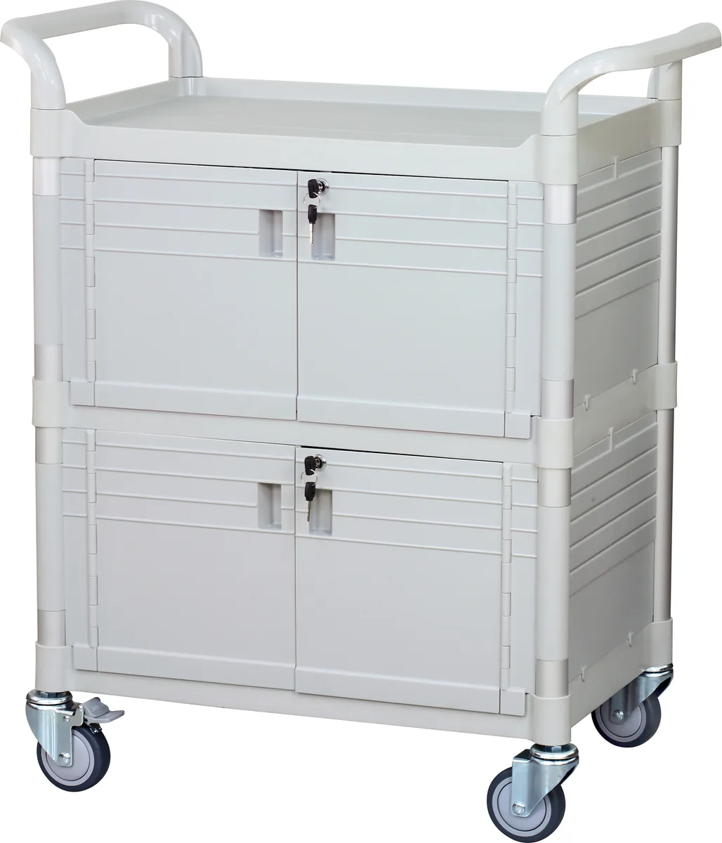 JaboEquip JaboEquip JBG-3D2 3-Shelf Lockable Medical Cart Off-white — product photo