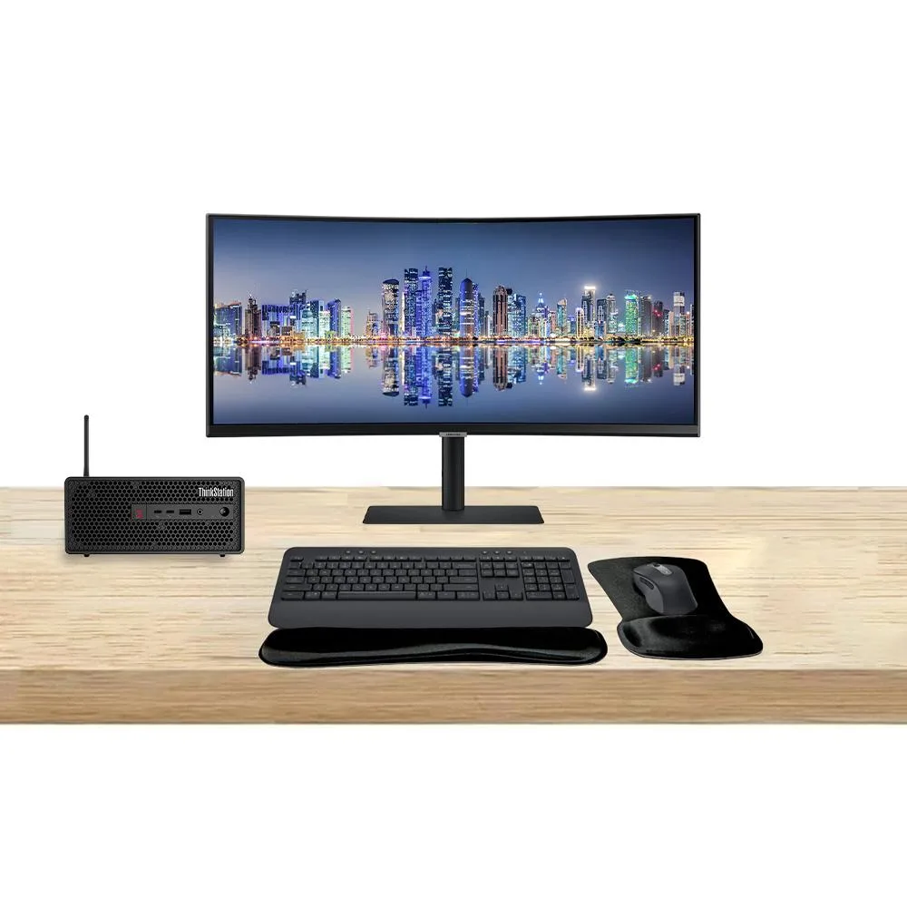 Lenovo Lenovo ThinkStation P3 SFF i7-14700K 64GB 1TB RTX A4000 16GB ViewFinity 34 UWQHD MK650 — product photo