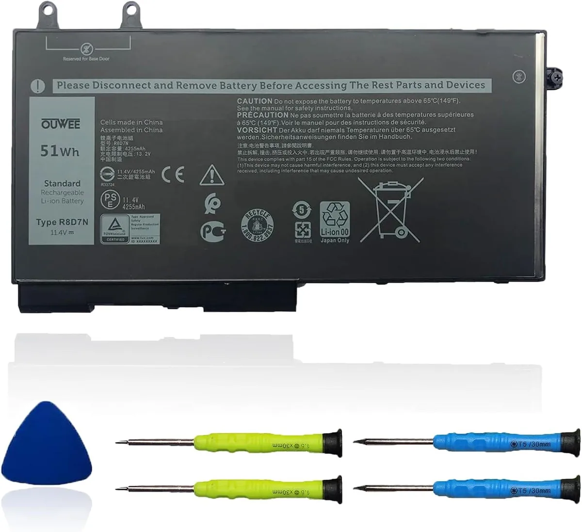 PISKEKAT PISKEKAT Laptop Battery 11.4V 51Wh for Dell Latitude 5400 5500 Precision 3540 3550 — product photo