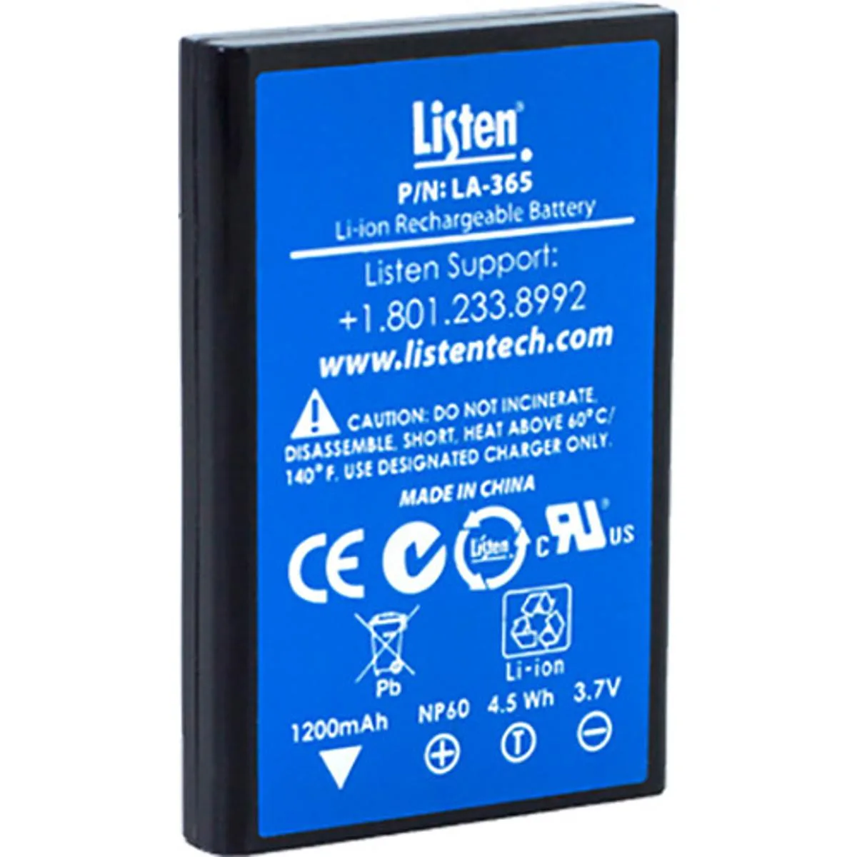 Listen Technologies Listen Technologies LA-365 Li-ion Battery NP60 3750-4700 Cycles — product photo