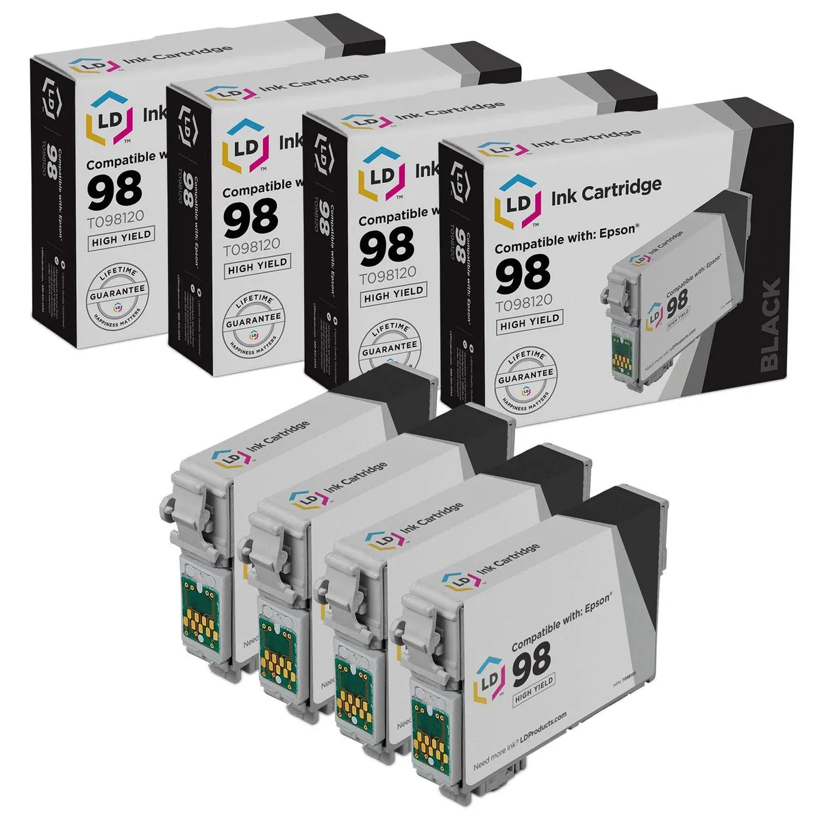 LD Products LD Products Epson 98 T098120 Black High Yield Ink Cartridge 4-Pack 545 Pages — product photo