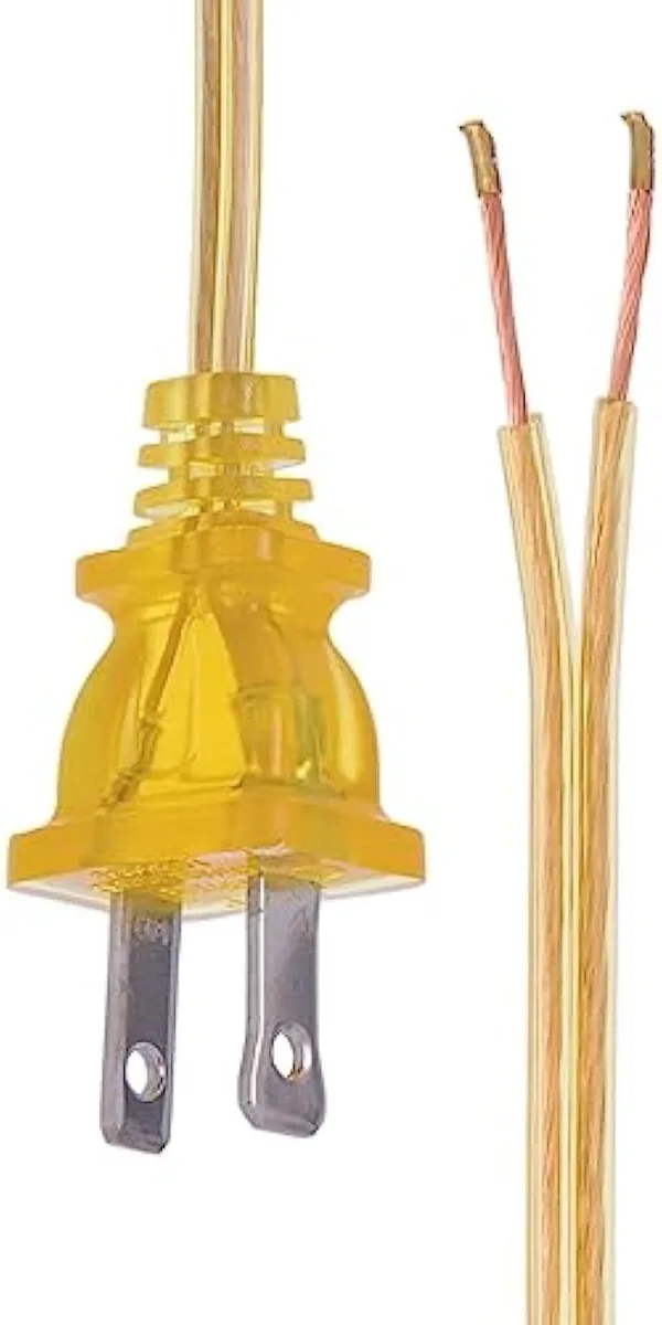 Clear gold lamp cord 16 foot SPT-2 18 gauge polarized plug tin-tipped ends