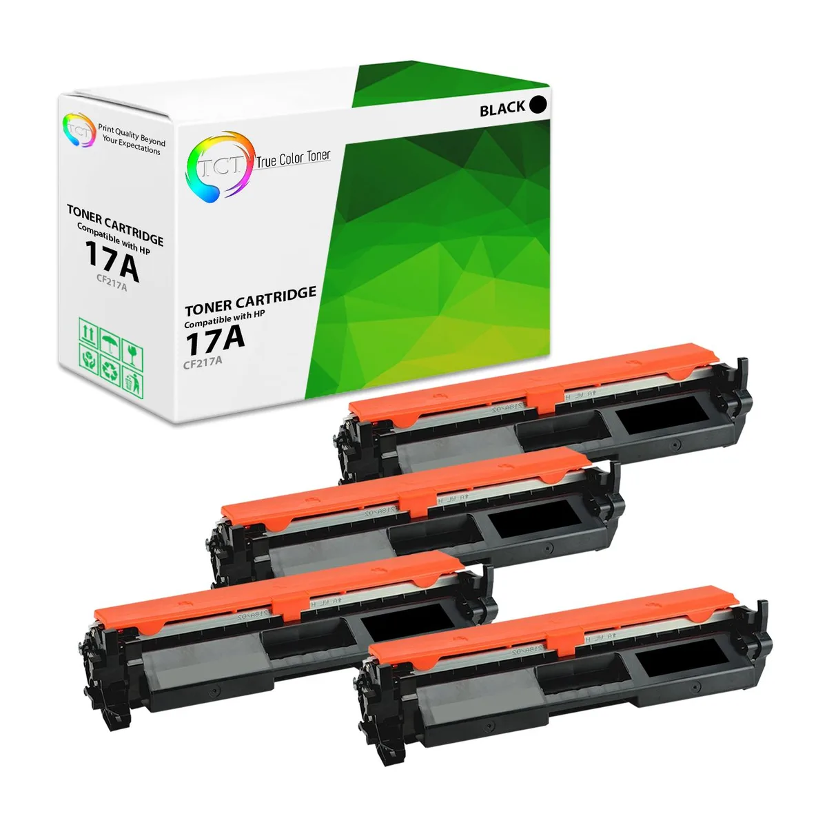 True Color Toner True Color Toner CF217A 17A Black Toner Cartridge 4 Pack 1600 Pages — product photo