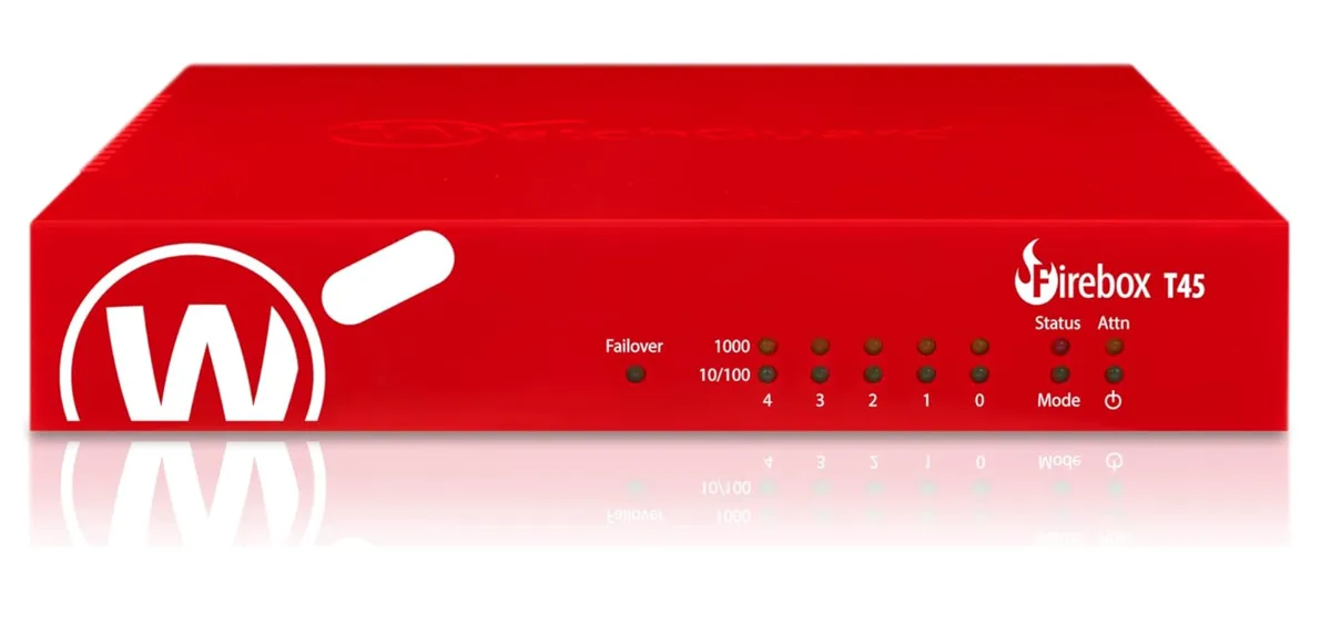 WatchGuard WatchGuard WGT48003US Firebox T45-W-PoE firewall appliance 5×1Gb 3.94Gbps Wi-Fi 6 — product photo